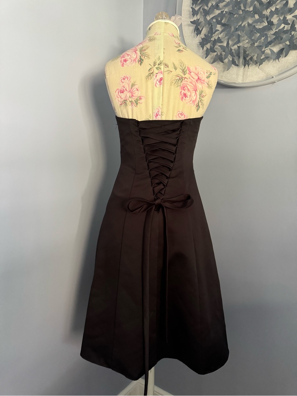 Alfred Angelo Strapless Black Sweetheart A-Line Dress with Corset Back
